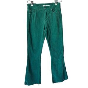 Please women's Corduroy green flare boho hippie winter pants size medium